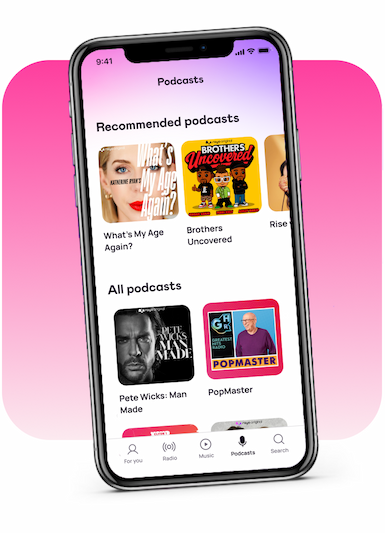Phone showing showing on recommended podcasts and all podcasts sections