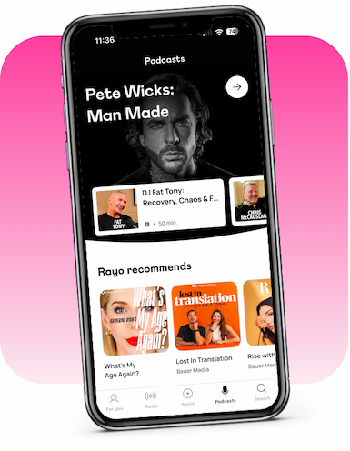 Phone showing showing on recommended podcasts and all podcasts sections